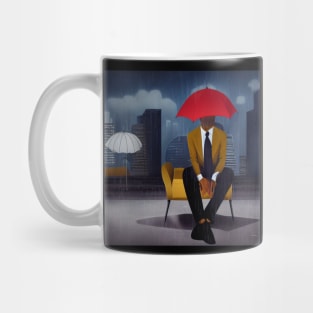 Man in a Suit Under Umbrella Mug